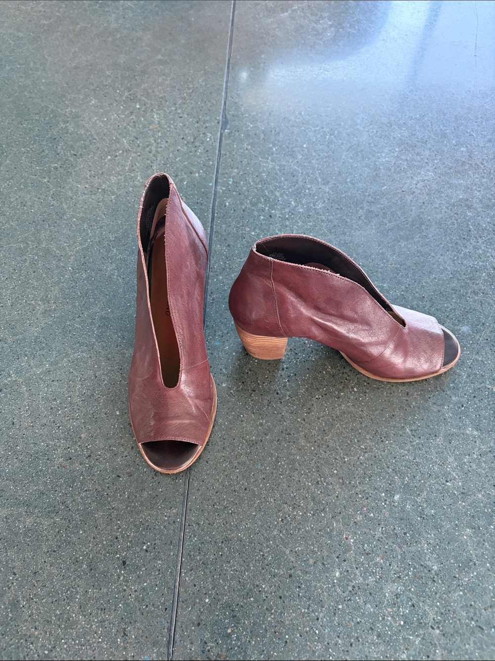 Lucky Brand Open-Toe Heeled Booties in Wine